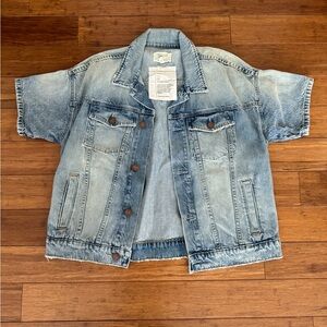Current Elliott size 3 oversized denim short sleeve jacket